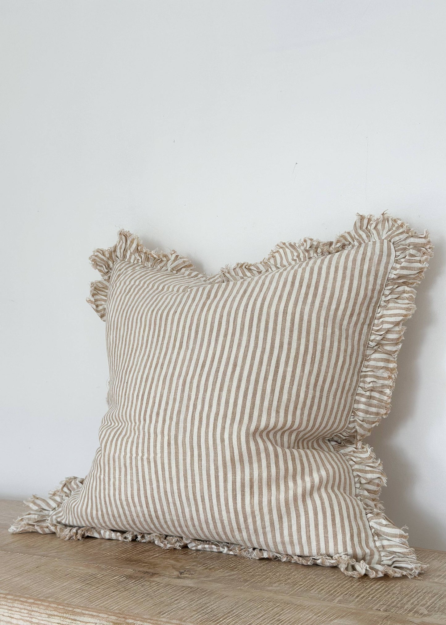 Striped Fringe Cushion Cover | Boho Throw Pillow | Cotton Linen Blend