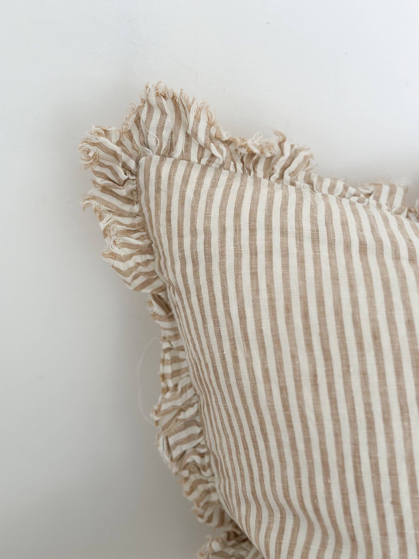 Striped Fringe Cushion Cover | Boho Throw Pillow | Cotton Linen Blend