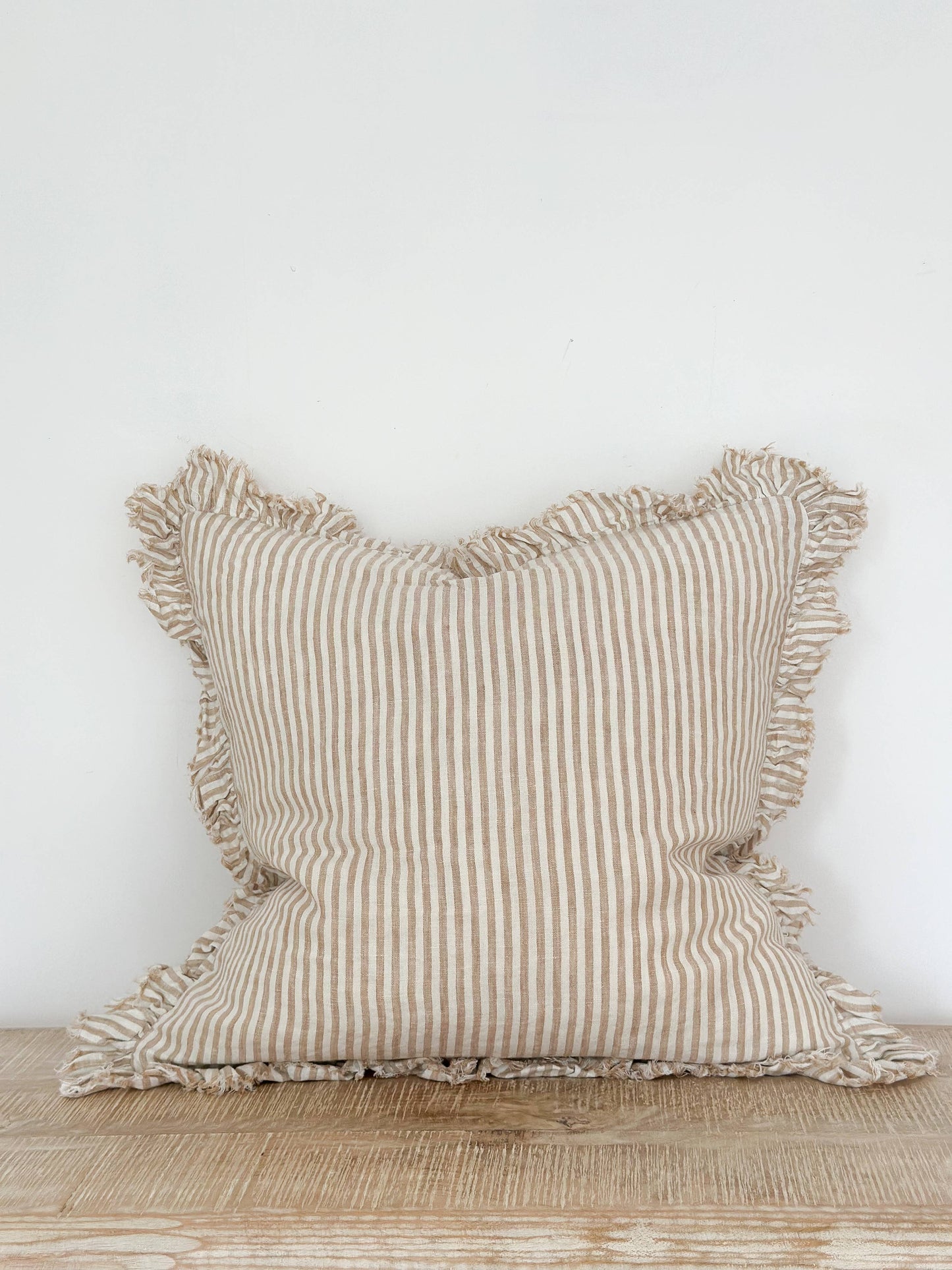 Striped Fringe Cushion Cover | Boho Throw Pillow | Cotton Linen Blend
