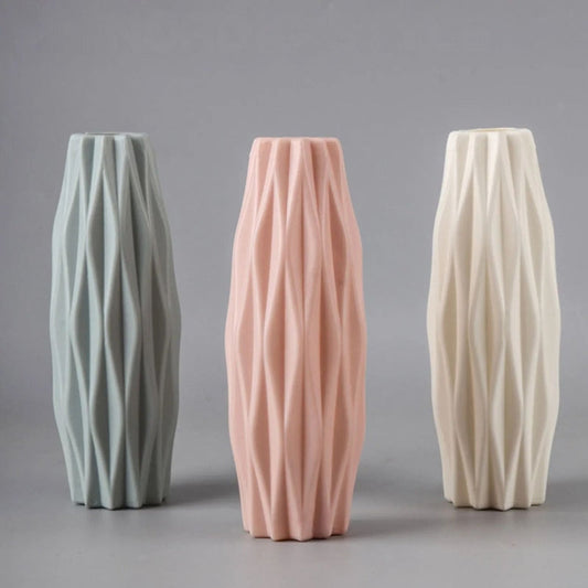 Geometric Tall Vases | Contemporary Room Decor | Matte Textured Plastic