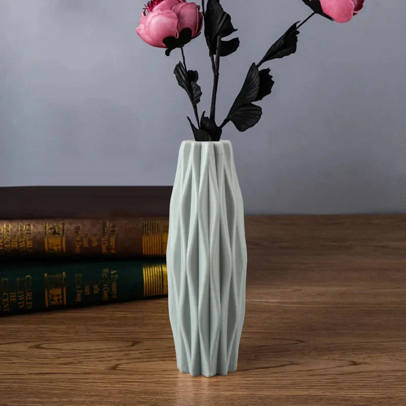 Geometric Tall Vases | Contemporary Room Decor | Matte Textured Plastic