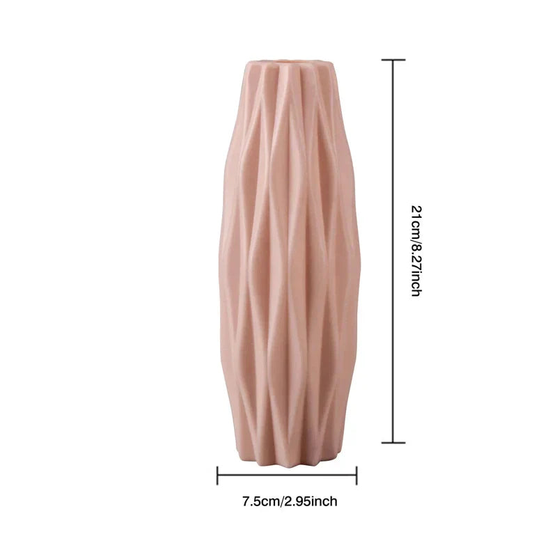 Geometric Tall Vases | Contemporary Room Decor | Matte Textured Plastic