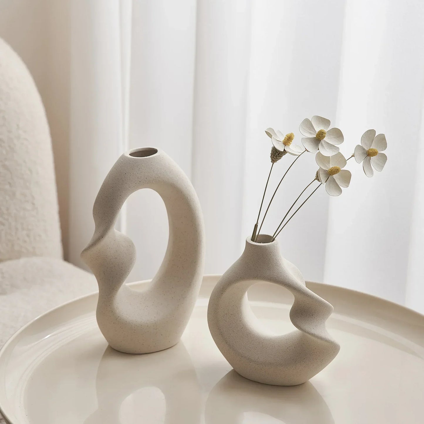 Abstract Face Vases | Artistic Home Decor | Speckled Ceramic Finish