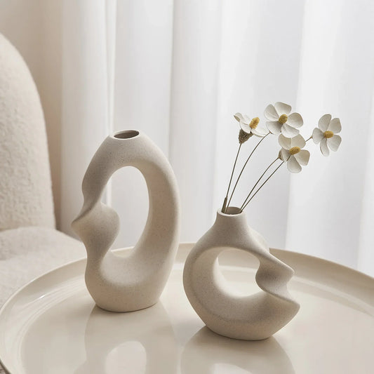 Abstract Face Vases | Artistic Home Decor | Speckled Ceramic Finish