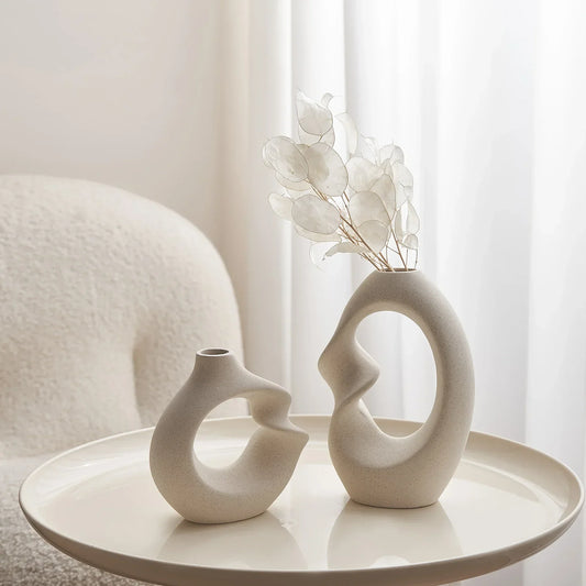 Abstract Face Vases | Artistic Home Decor | Speckled Ceramic Finish