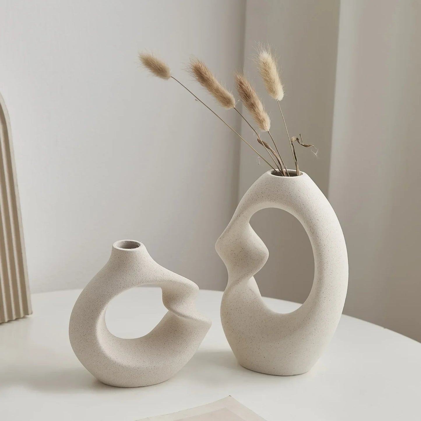 Abstract Face Vases | Artistic Home Decor | Speckled Ceramic Finish