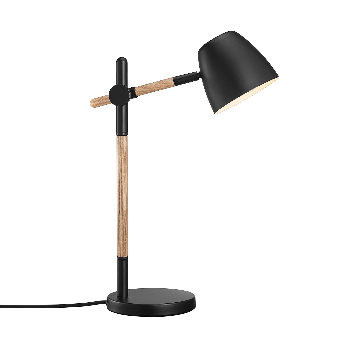 Scandinavian Desk Lamp | Adjustable Table Light | Black Metal & Wood Base