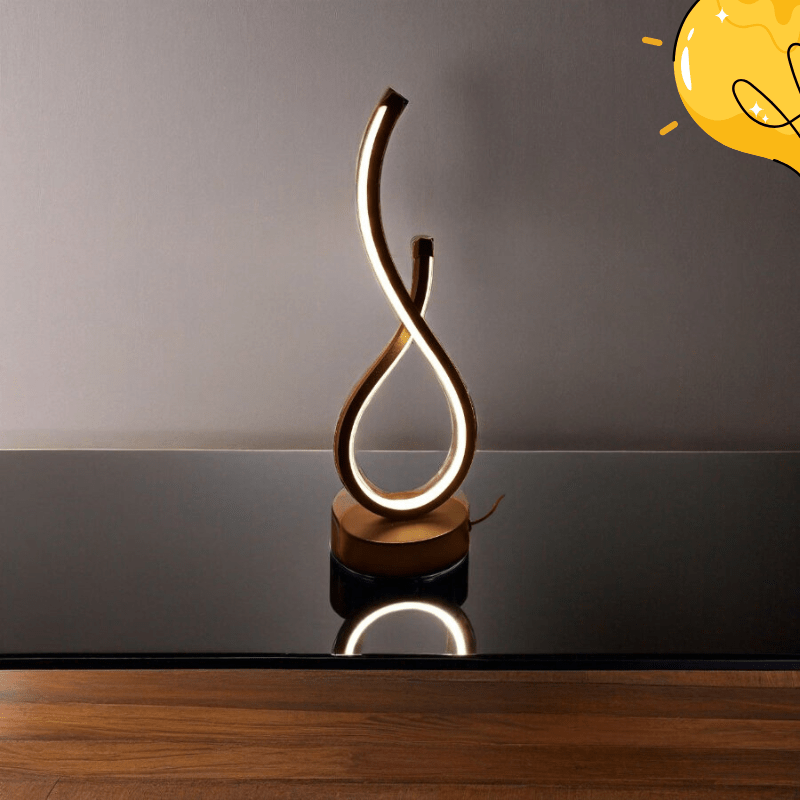 Modern Sculptural LED Table Lamp | Contemporary Ambient Light | Curved Metal Design