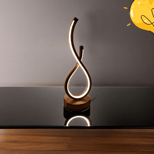 Modern Sculptural LED Table Lamp | Contemporary Ambient Light | Curved Metal Design