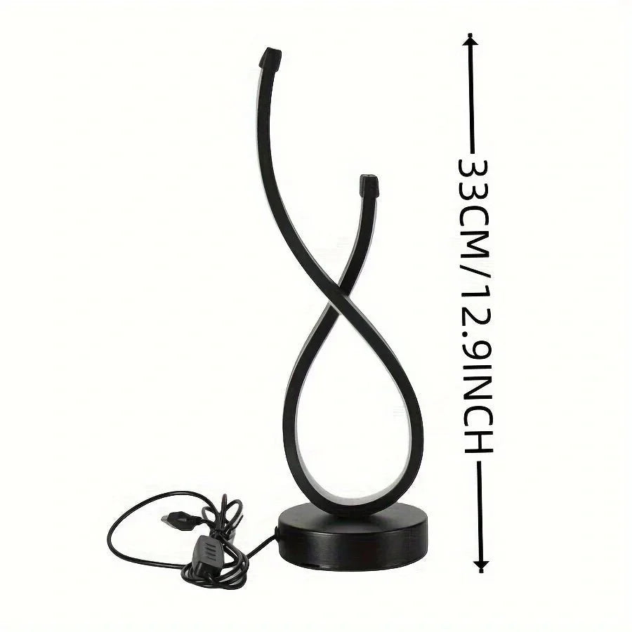 Modern Sculptural LED Table Lamp | Contemporary Ambient Light | Curved Metal Design